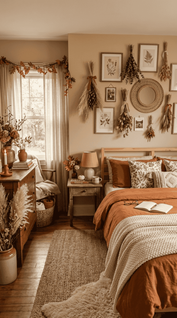    Bedroom With Dried Flowers and Natural Elements   