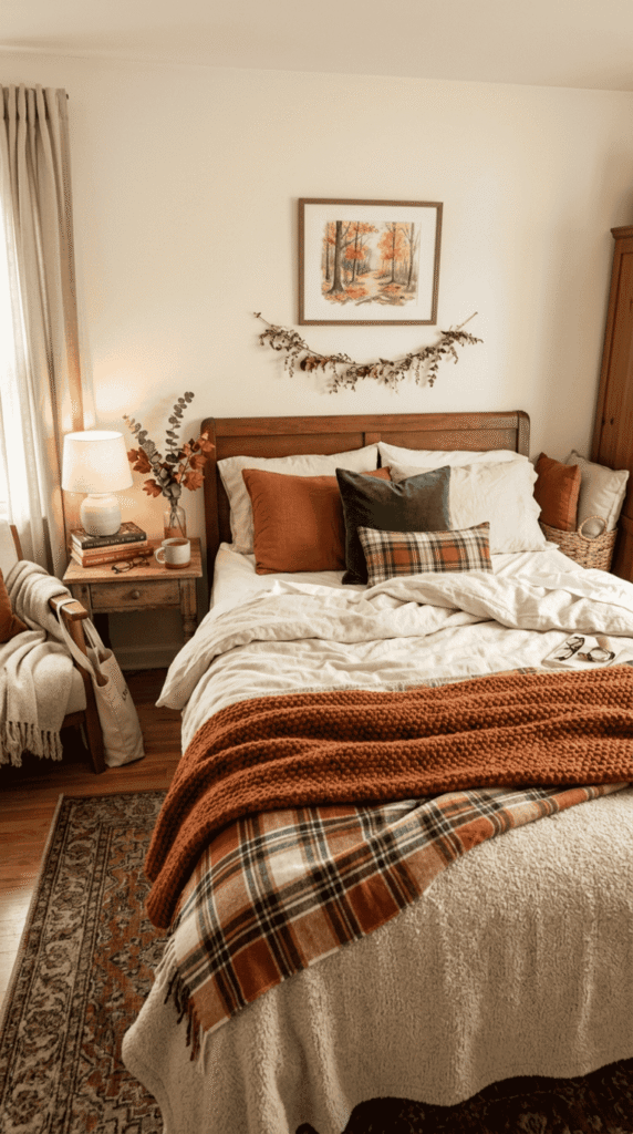 Bedroom With Layered Throw Blankets