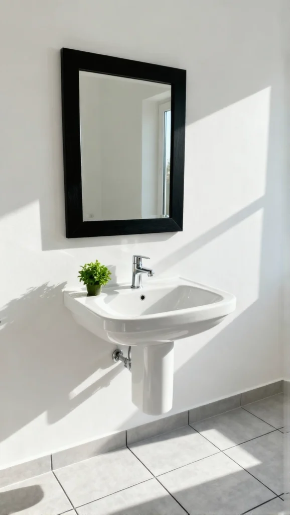 Black Framed Mirror on a White Wall