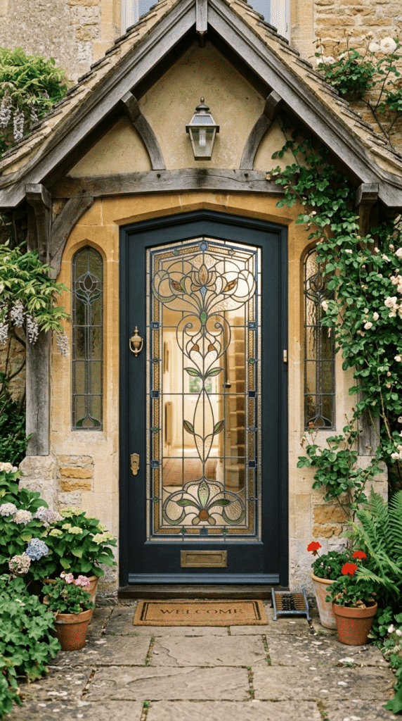 Decorative Pattern Glass Entry Door 