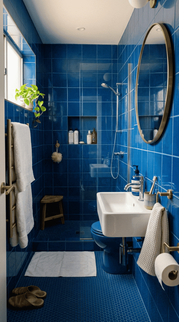 Full Blue Tile Bathroom for a Bold Look