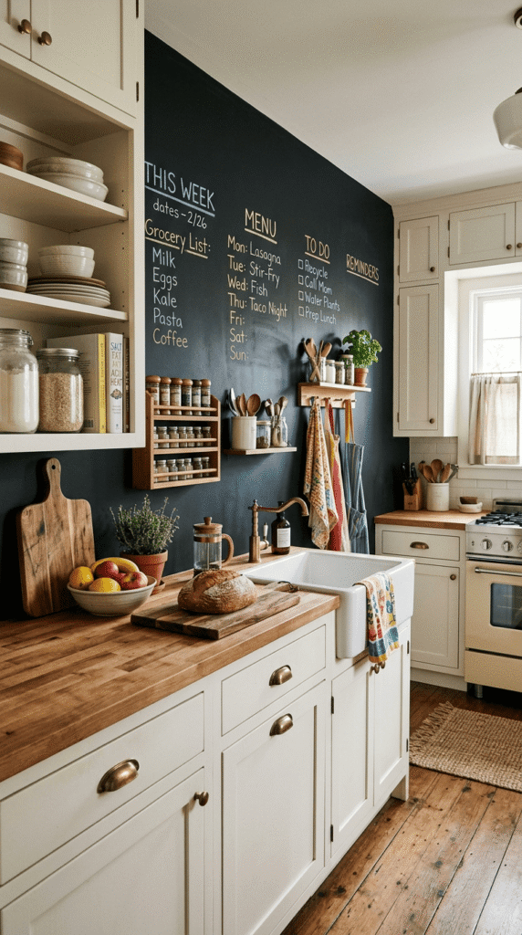    Kitchen with beautiful Chalkboard Walls for Organization