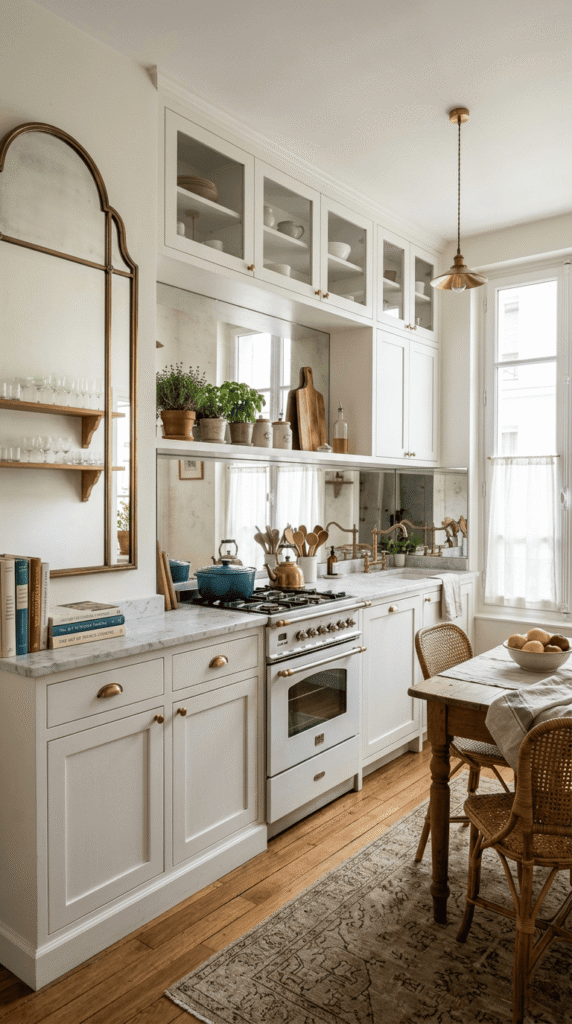    Kitchen with beautiful Mirrors That Brighten and Expand Space