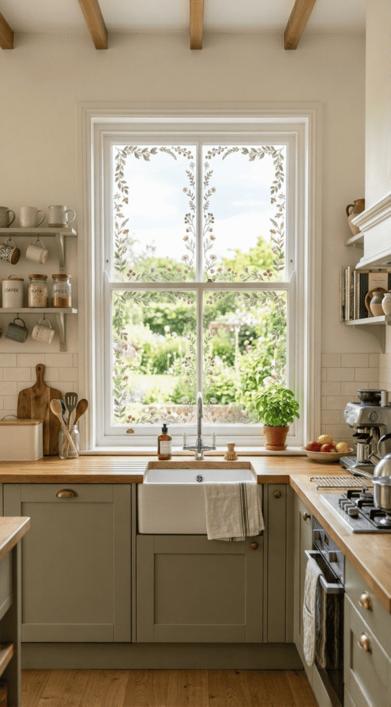    Kitchen with beautiful Window frame stickers  