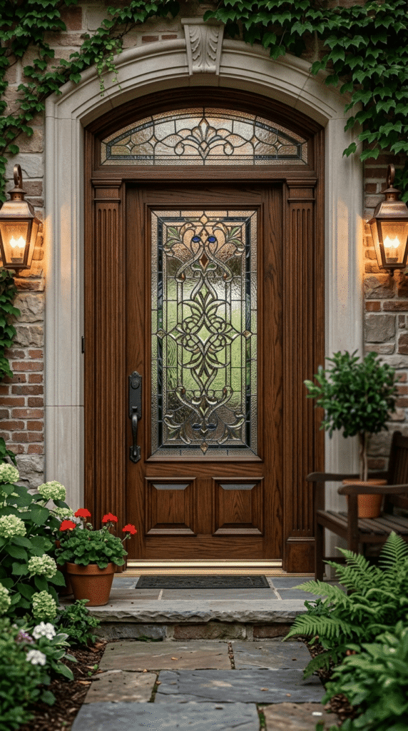 Leaded Glass Entry Door