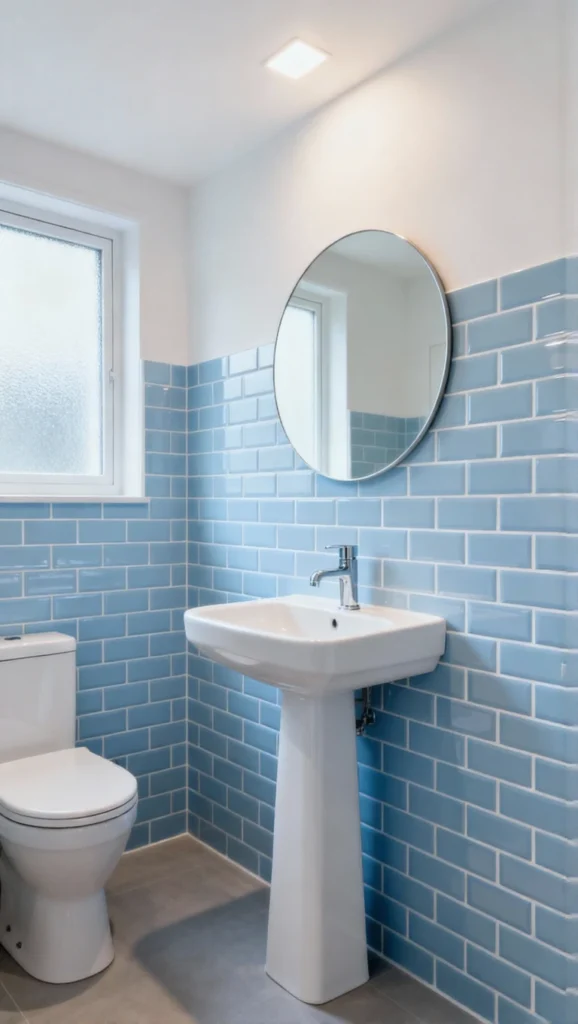 Light Blue Subway Tile Bathroom Walls