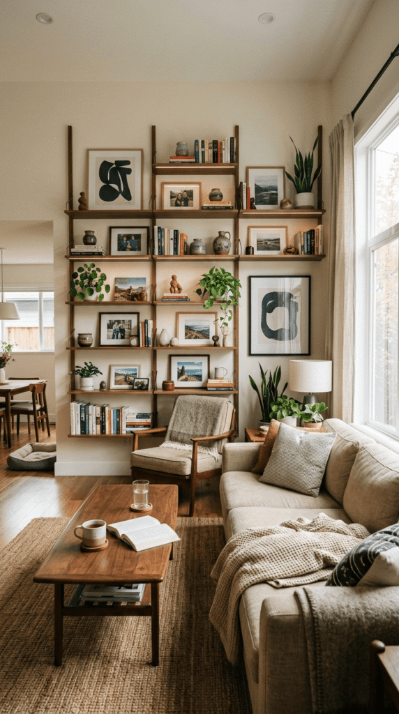 Living Room With Custom Wall Displays