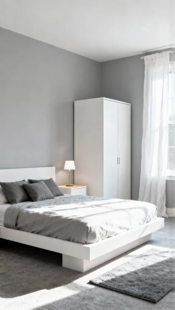 Minimalist Gray and White Bedroom Look