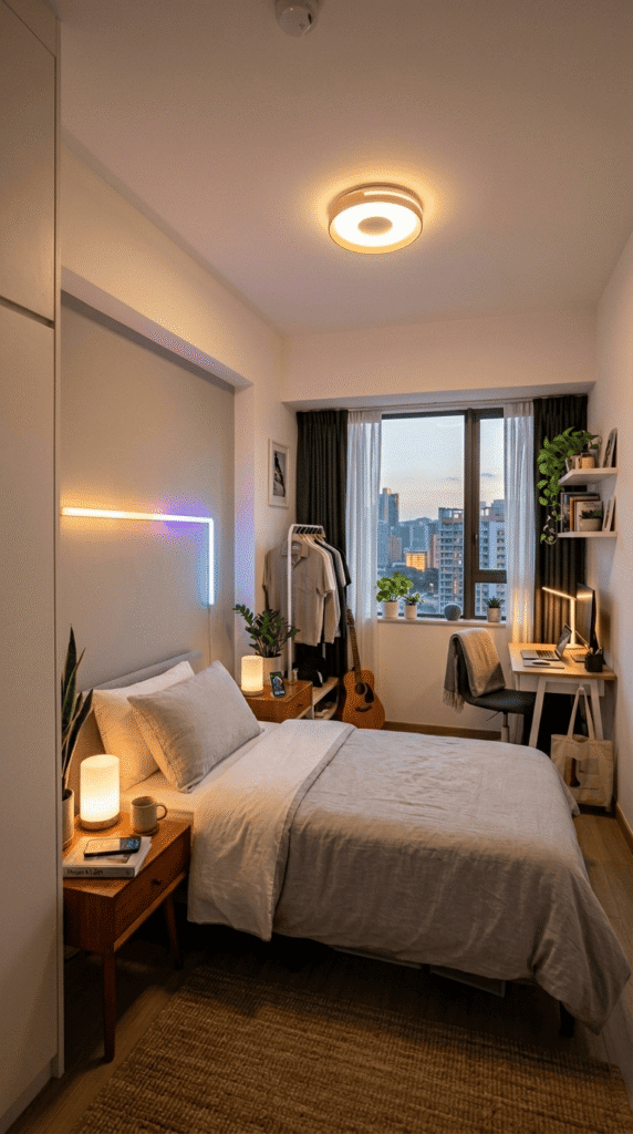  small bedroom With Smart Lighting Solutions 