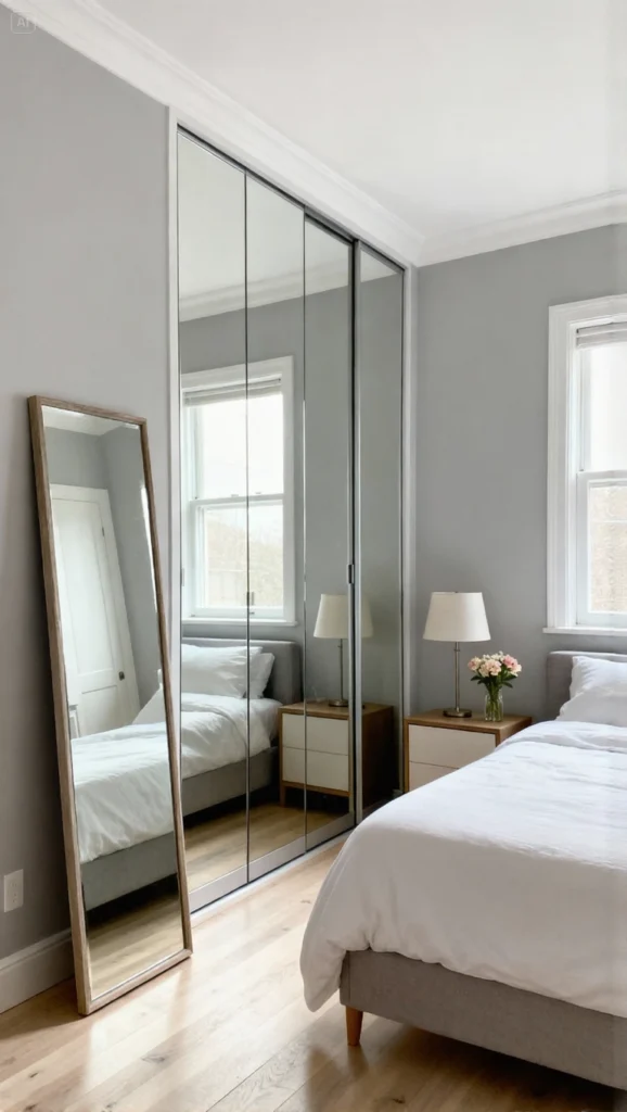 Small Bedroom Add Mirrors to Create the Illusion