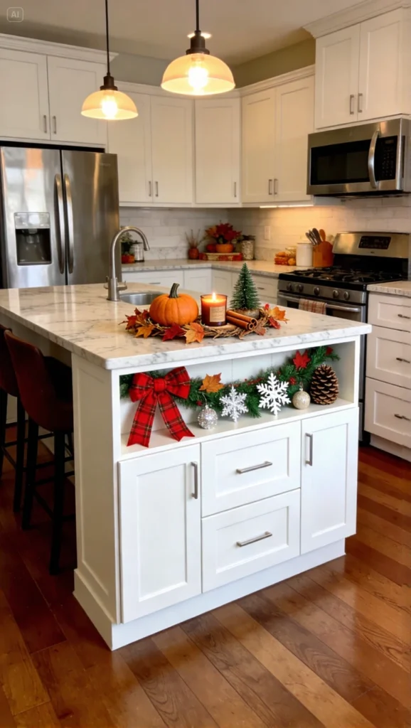 above kitchen cabinet with Seasonal Decor