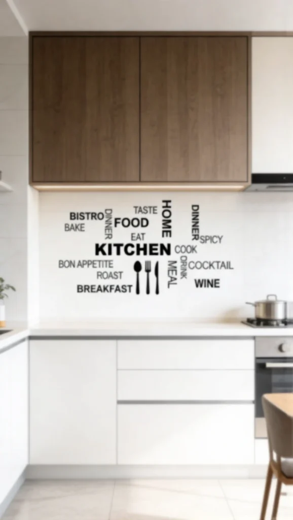 above kitchen cabinet with Simple Decorative Words