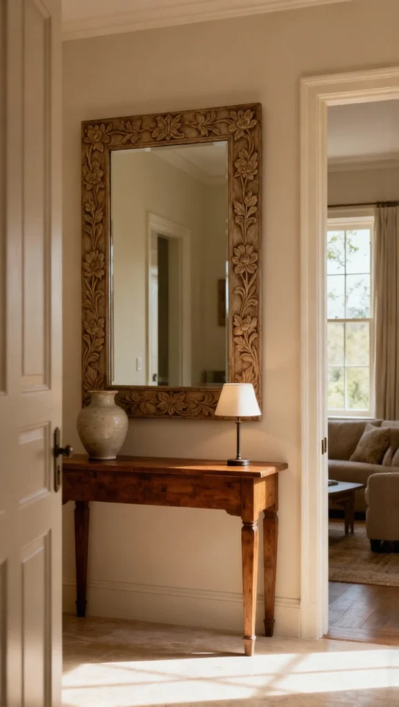 entry table decor with mirror