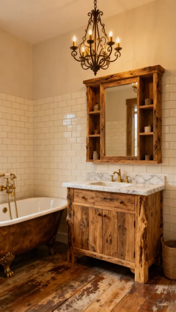 western bathroom Rustic Wood Vanity