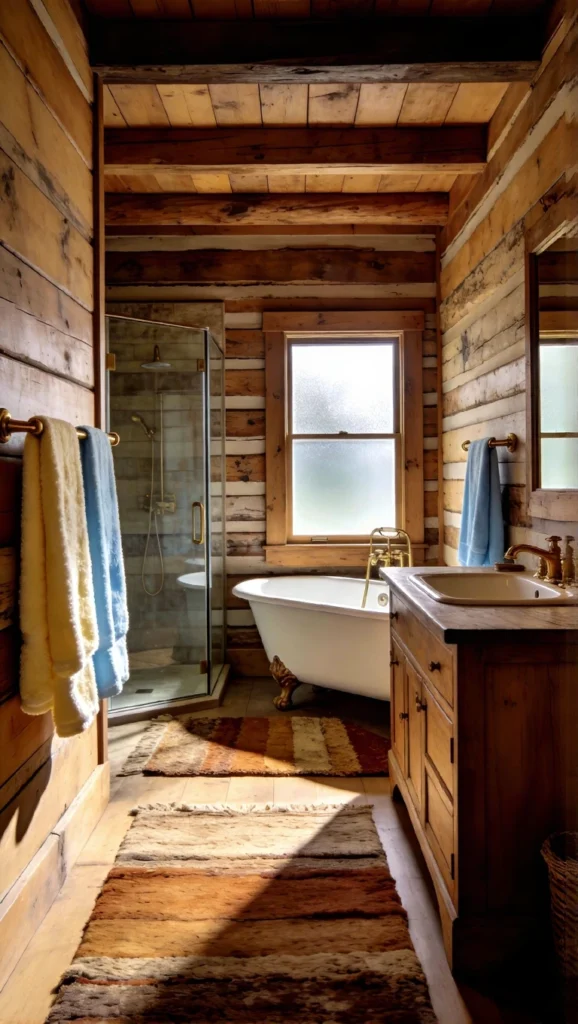  western bathroom with Textured Rugs and Towels