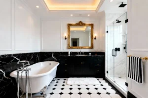 white black bathroom