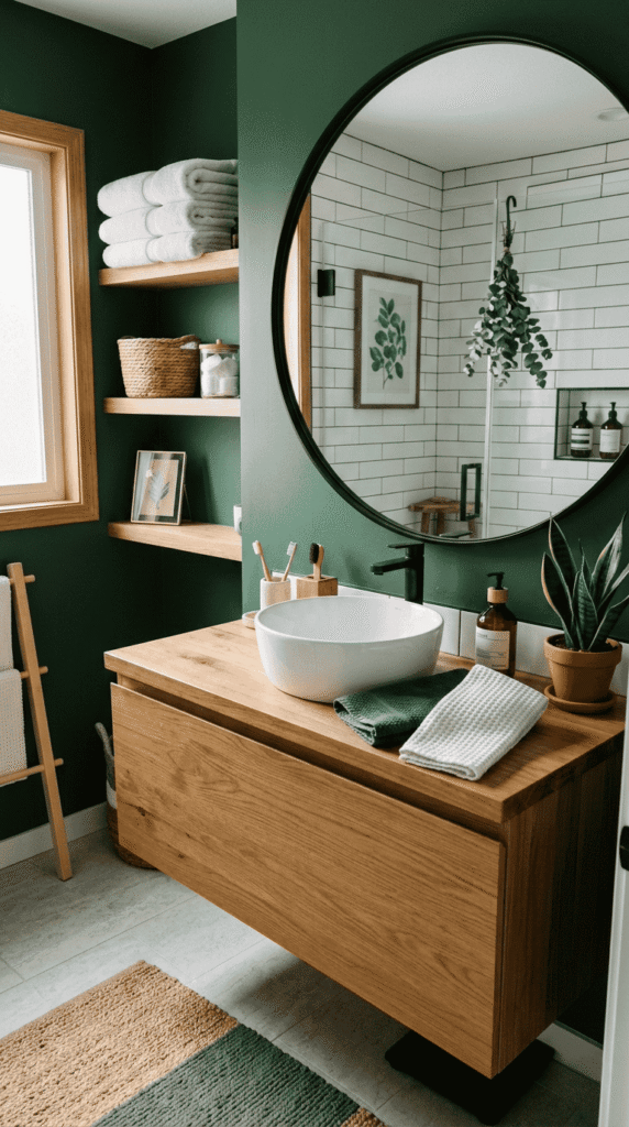  Bathroom With Combine Green with Wood Elements Decor