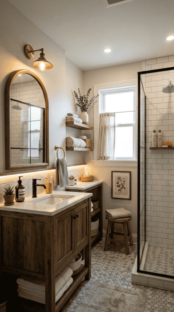      Bathroom With Layered Lighting for Depth  