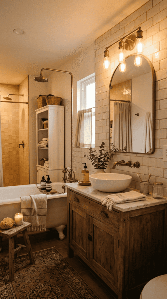      Bathroom With Warm Lighting for a Soft Glow 