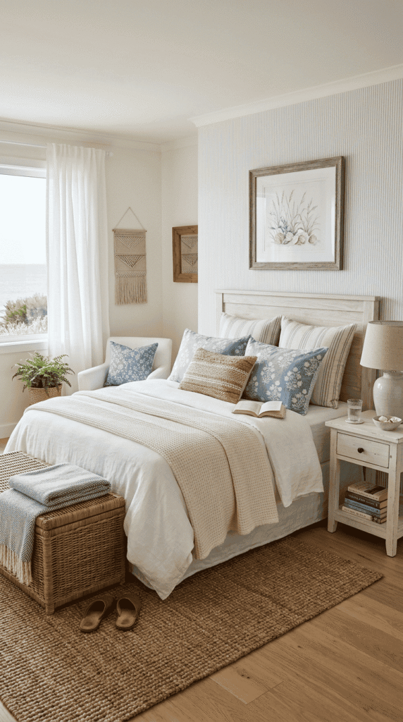  Bedroom With Soft Patterns and Textures  , Coastal Decor