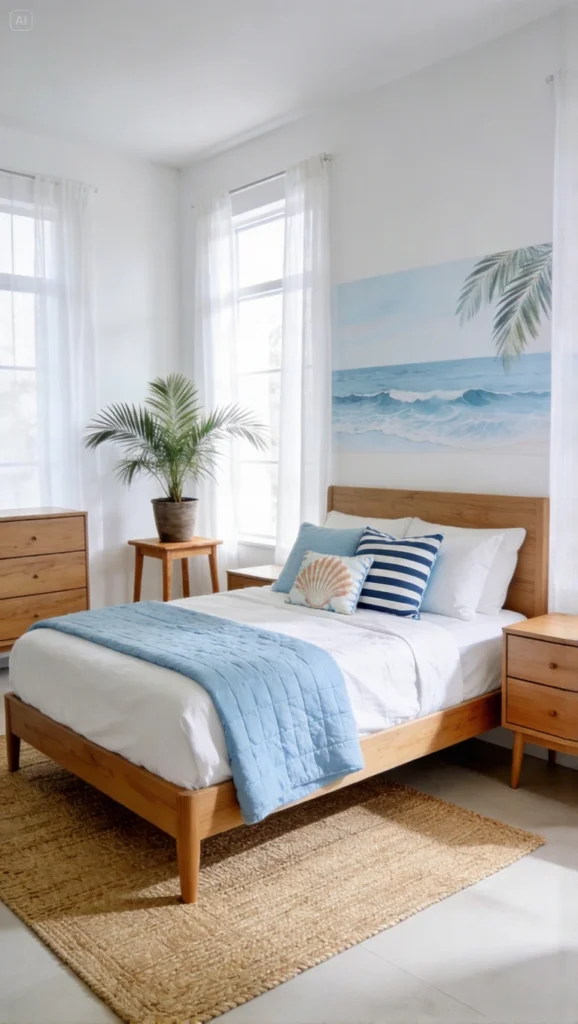 Bedroom with Natural Wood Furniture
