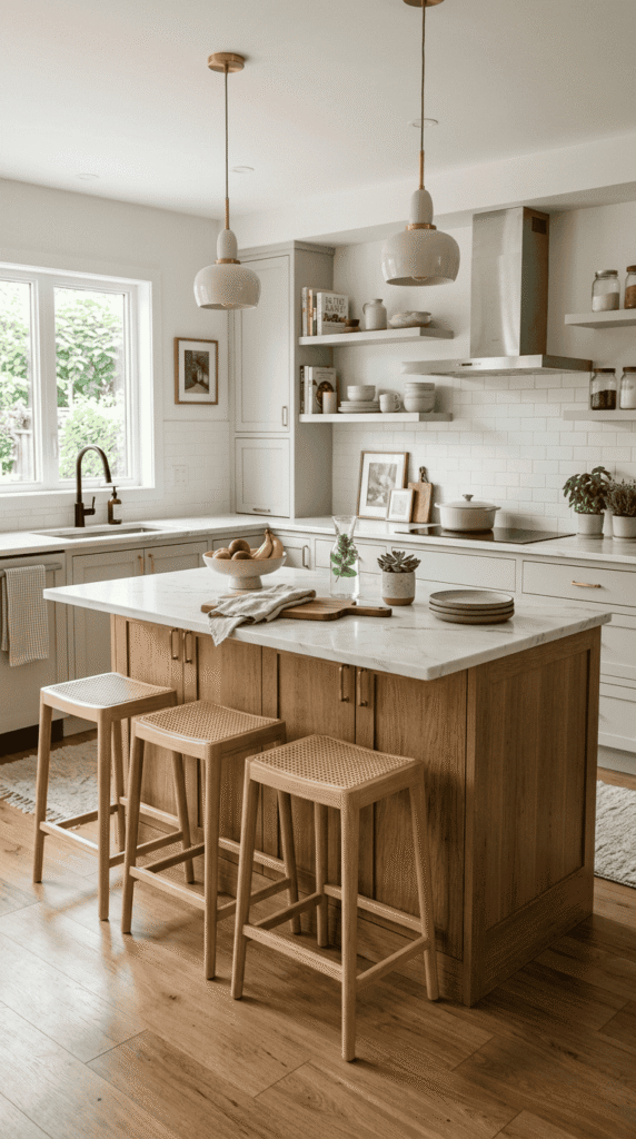 Kitchen Island with Neutral Color Palettes 