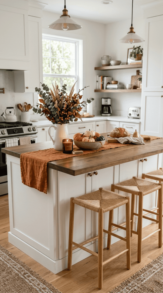 Kitchen Island with Seasonal Decor Accents    