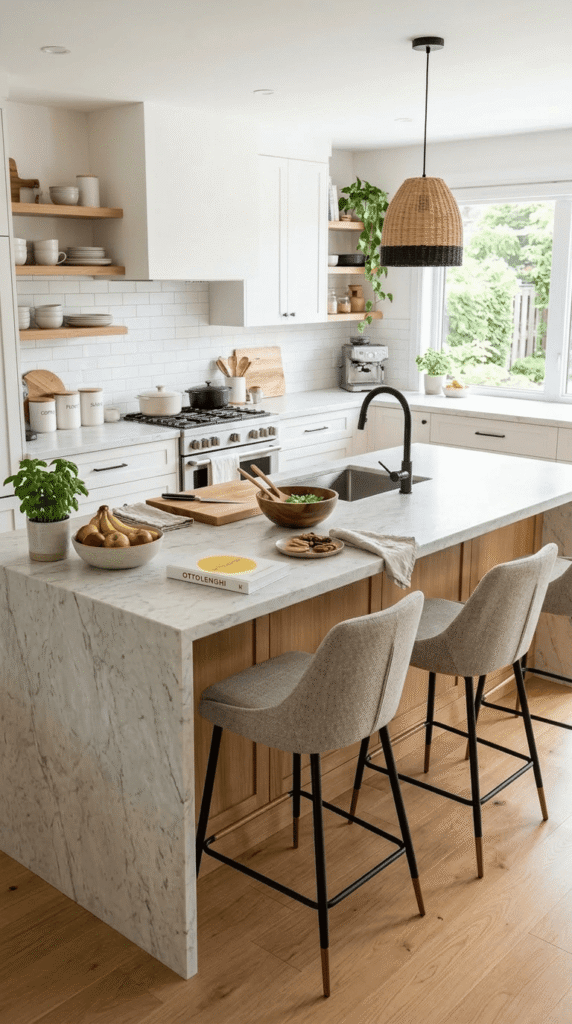 Kitchen Island with Stylish Bar Stools  