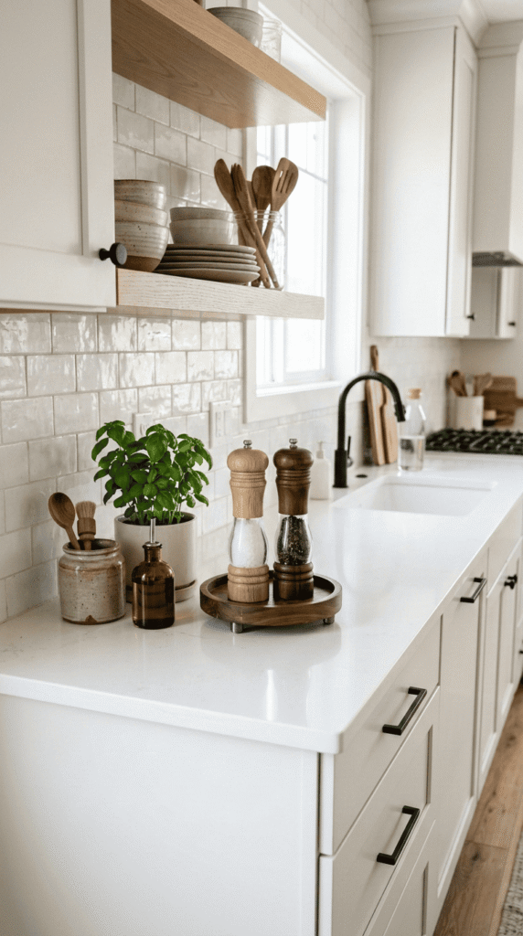Kitchen With Salt and pepper mills  , Counter Decor 