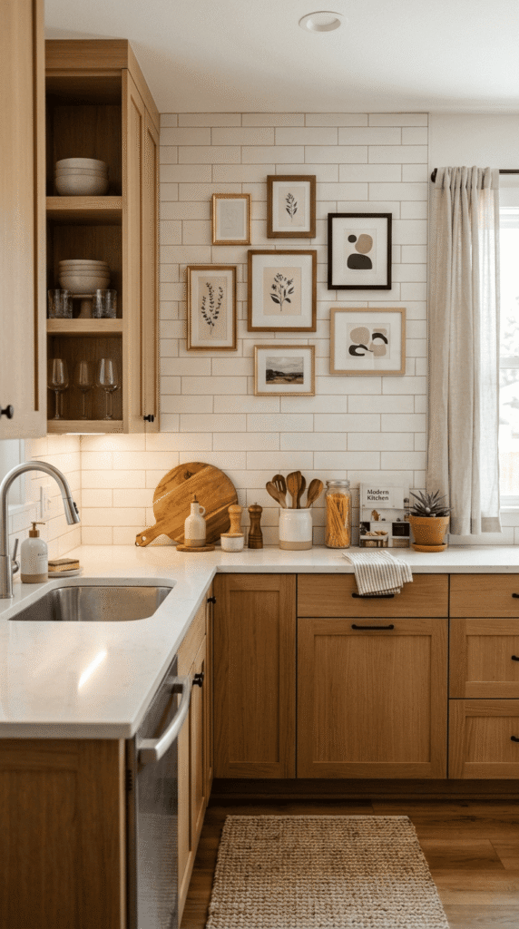 Kitchen With Small framed art , Counter Decor