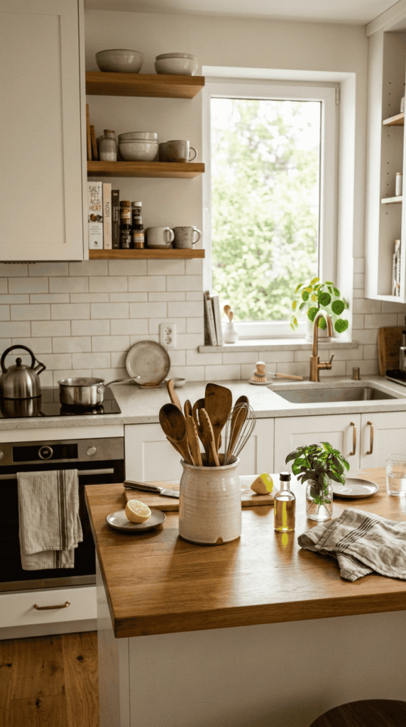 Kitchen With Utensil holder Counter