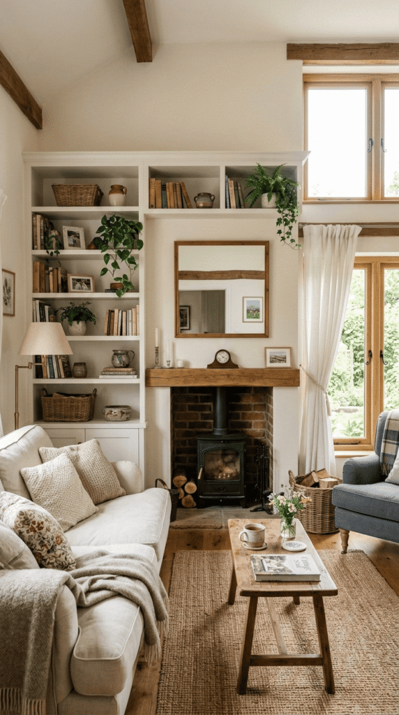  Living Room With Built In Shelves   , Cottage Decor 