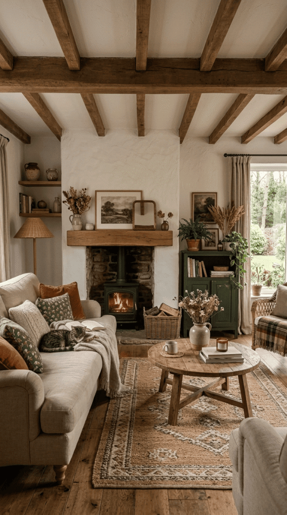 Living Room With Earthy Tones  style  , Cottage Decor