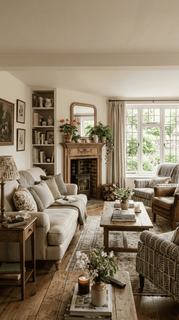 Living Room With English  style  , Cottage Decor