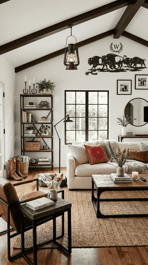 Living Room With Iron and Metal Accents