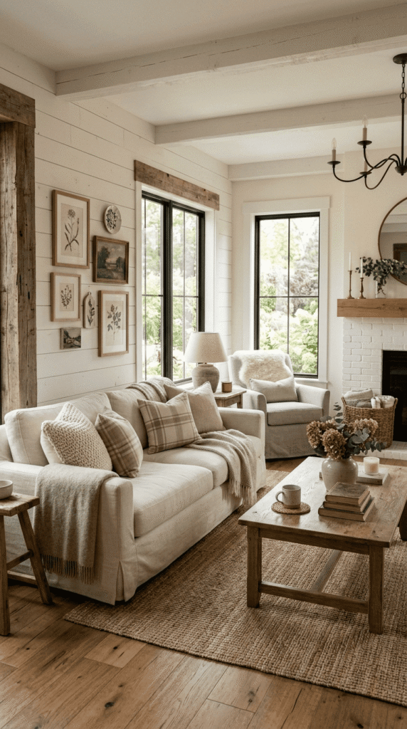 Living Room With Neutral   style  , Cottage Decor 