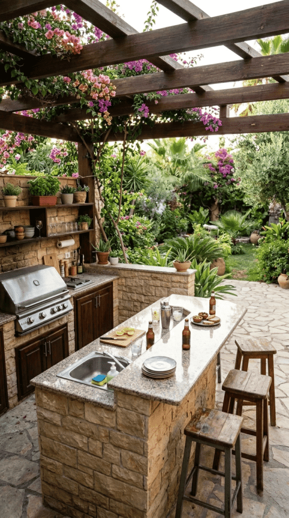  Outdoor Kitchen with bar counter