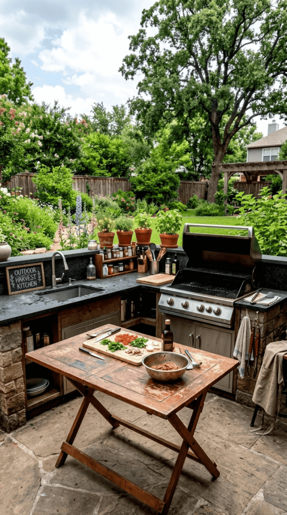 Outdoor Kitchen with with folding table