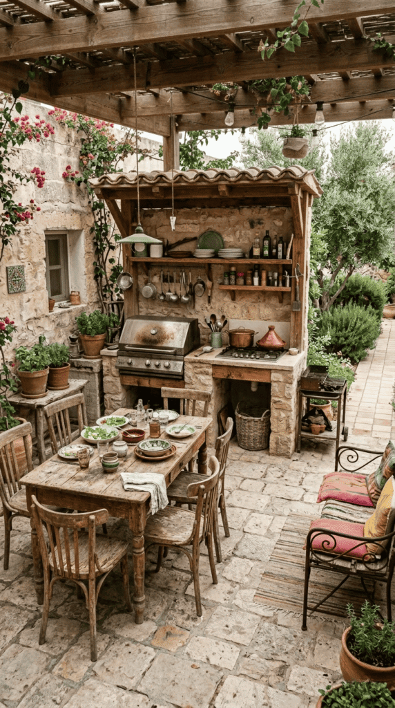 Outdoor Kitchen with old furniture