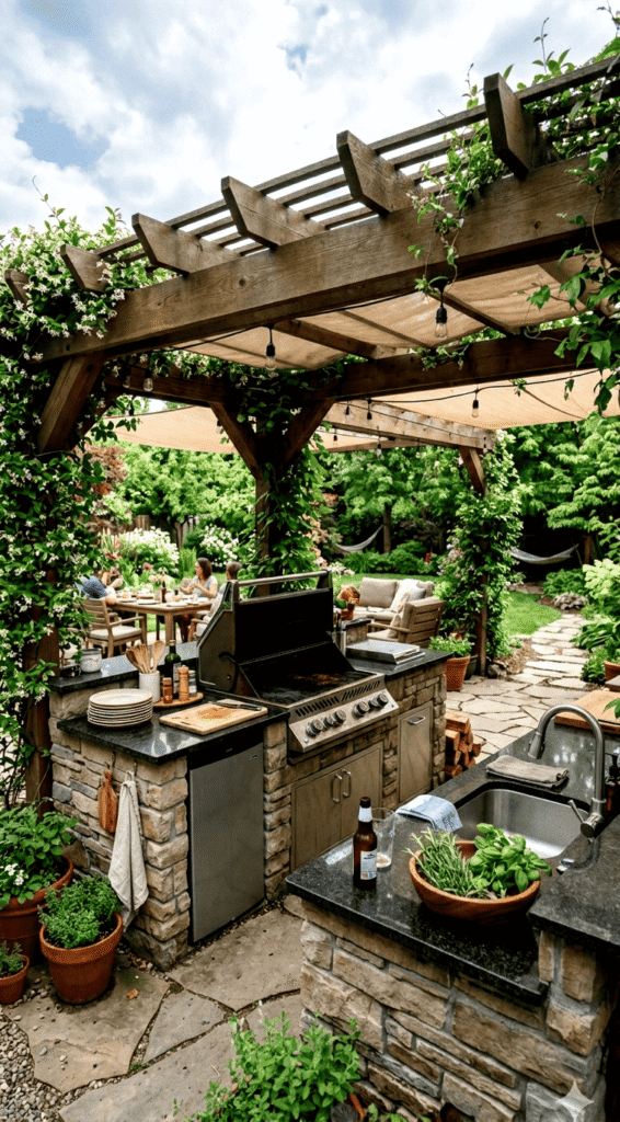  Outdoor Kitchen with shade protection