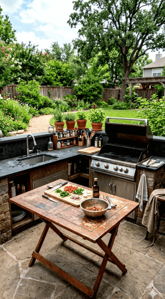 Outdoor Kitchen with with  folding table