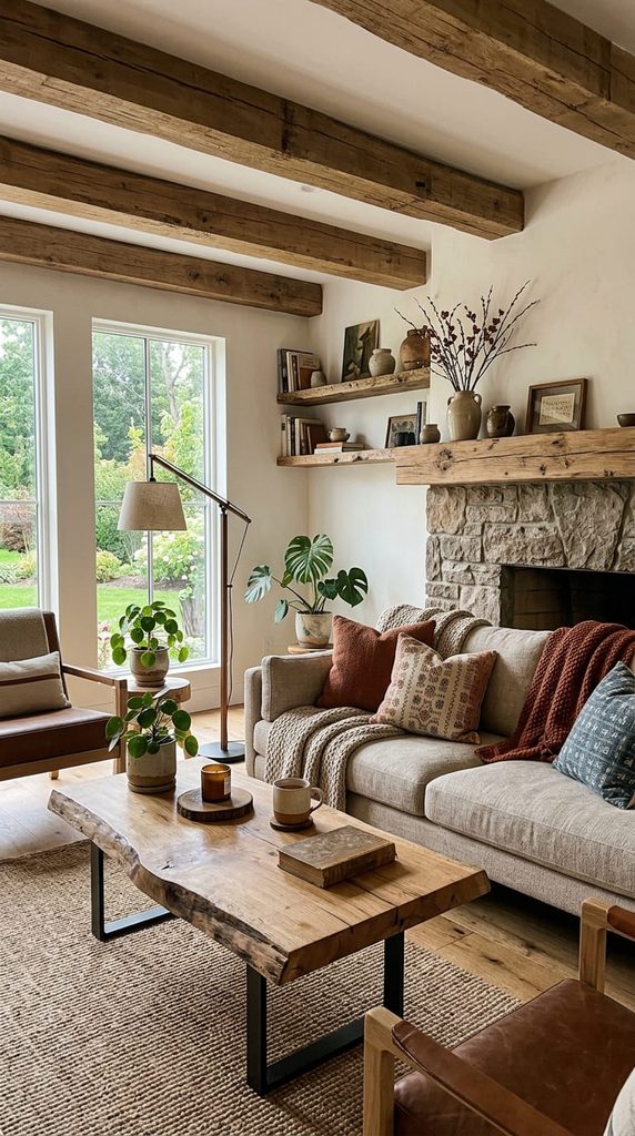 Rustic Details and Natural Wood living room