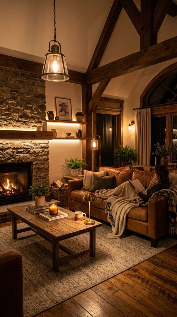The Power of Layered Lighting ,  Rustic living room 