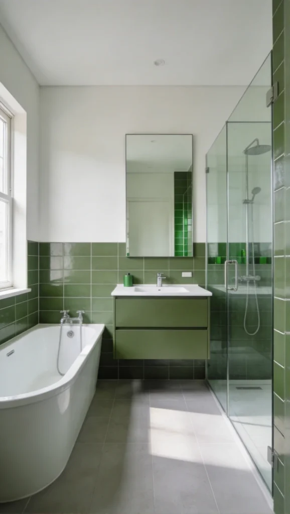 bathroom with Olive green  walls