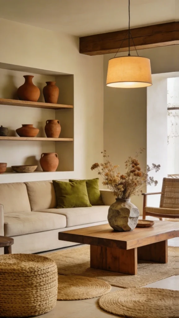 living room with Earthy Decorative Accessories