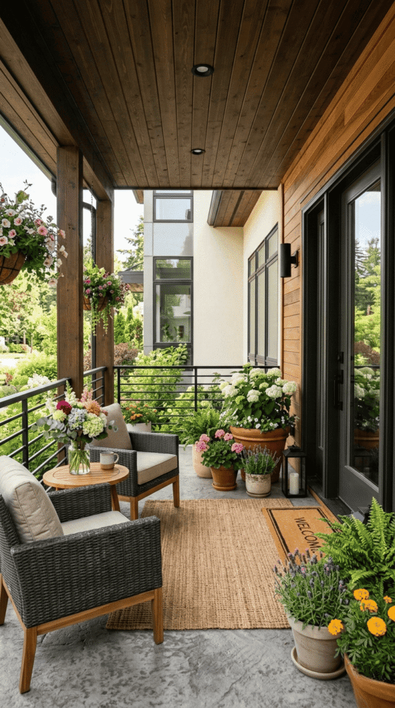 Porch with Fresh Flowers Decor