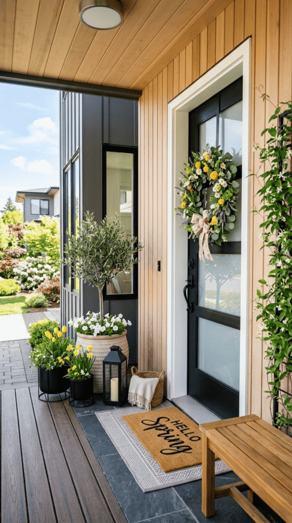 Porch with Spring Wreath Decor