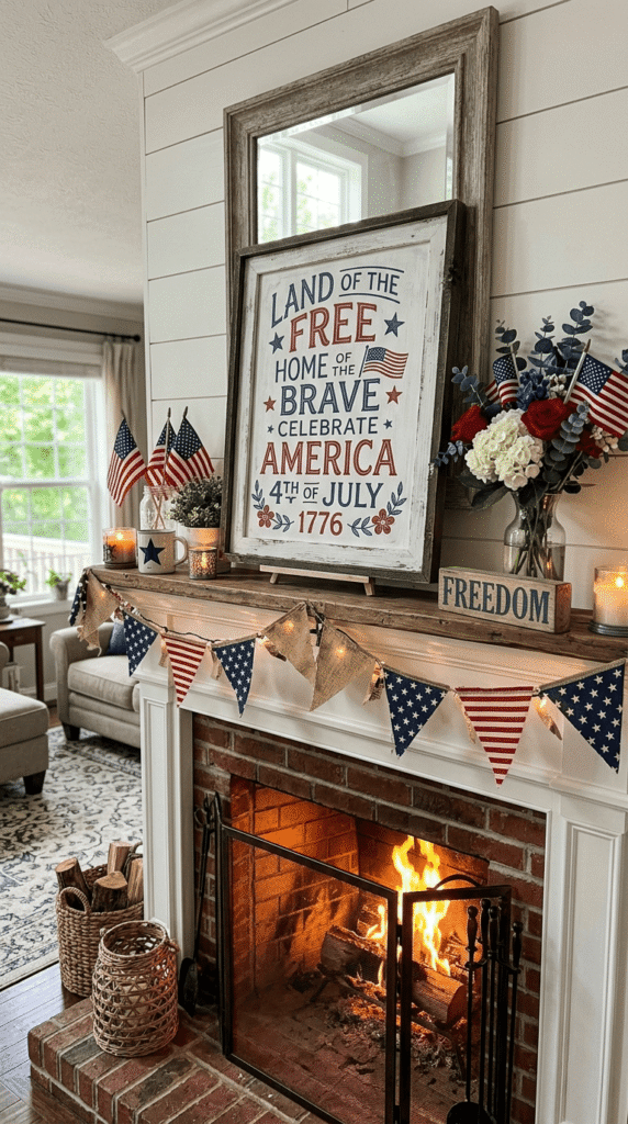 4th of July Mantel Decor , Chalk-Painted Sign or Chalkboard Art