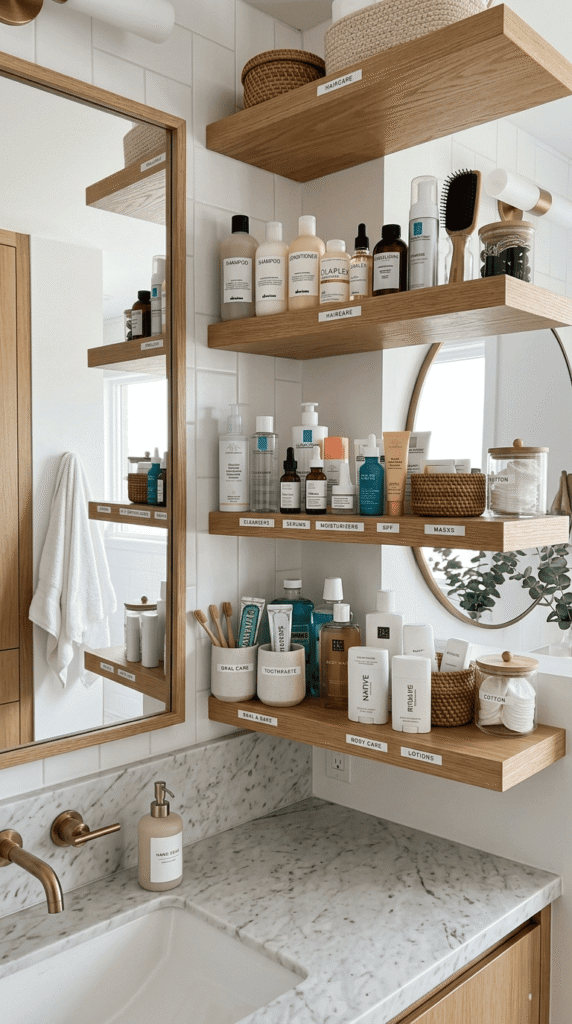 Bathroom Organization, Organize by category, not by person
