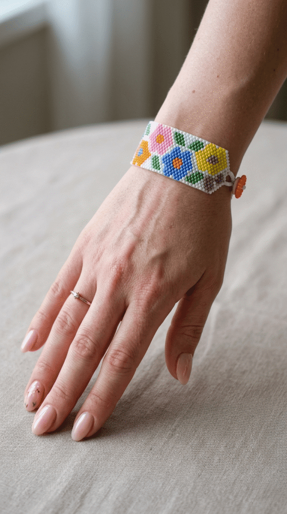 KANDI Flower Peyote Stitch Bracelet
